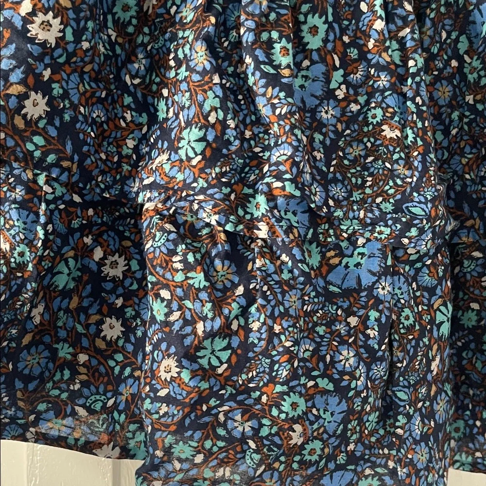 Vineyard Vines Blue Floral Ruffle Mini Skirt | Elastic Waist
